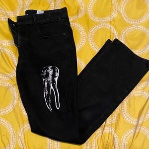 Custom Screen-Printed Black Straight Leg Jeans